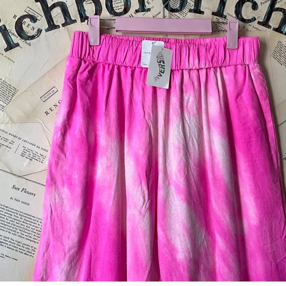 Free People Riverside Tool & Dye Louie Pants Raw Silk Tie Dye Pink White - Picture 6 of 6